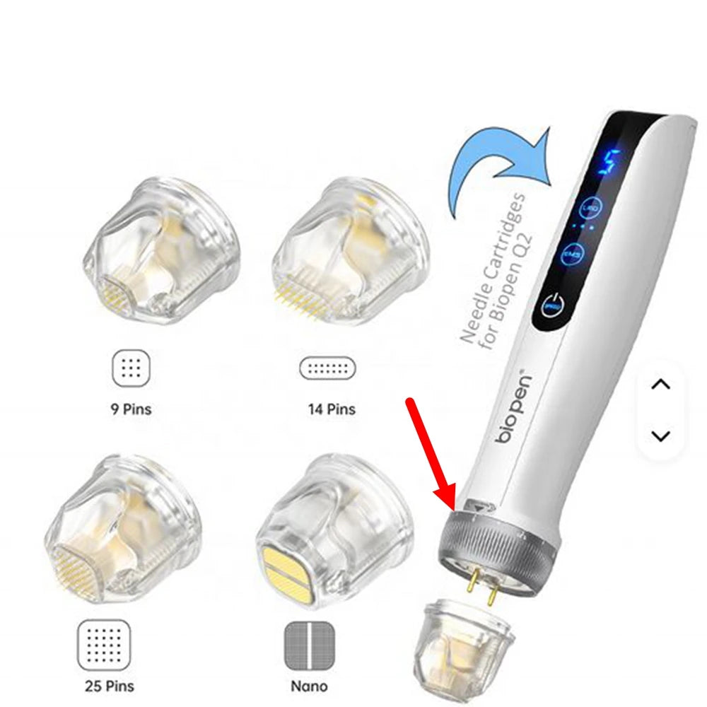 Bio Pen Q2 Disposable RF Microneedle Cartridge – Titanium Stamp 9/14/25 Pins