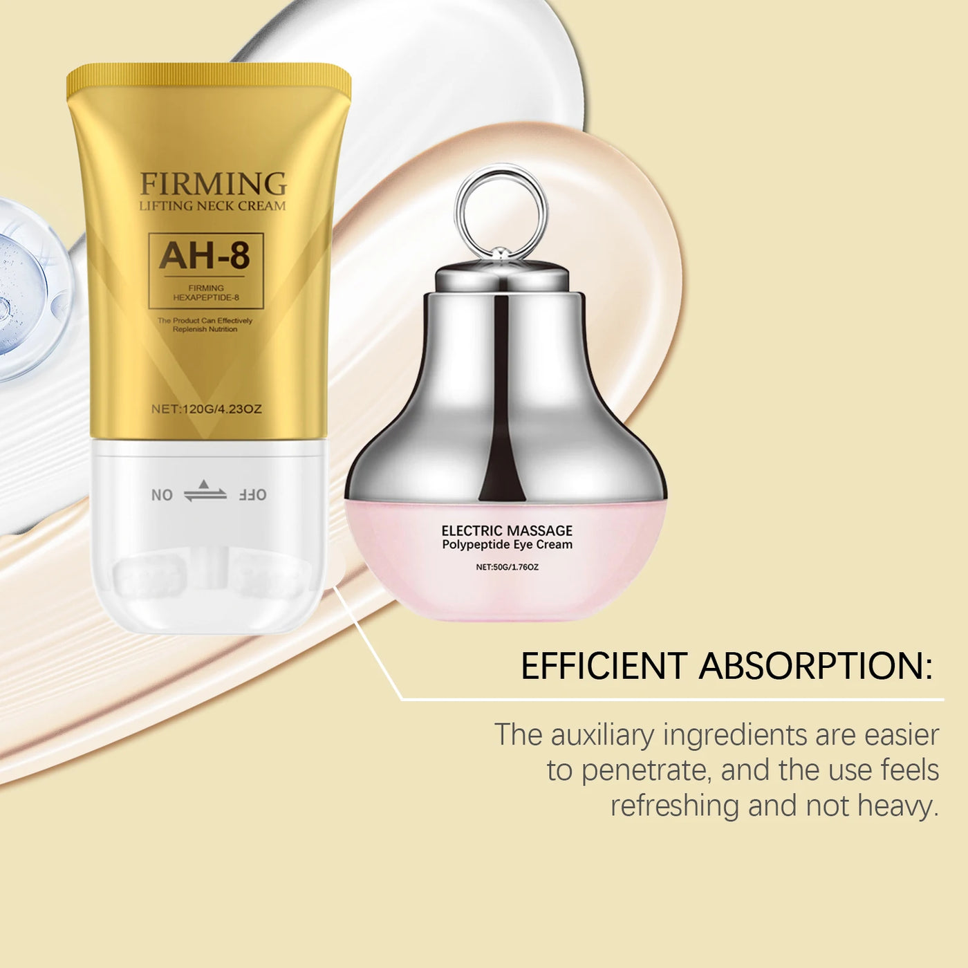 AH-8 Seoul Glow Neck & Eye Care Set – Electric Massager, Firming Cream & Eye Treatment